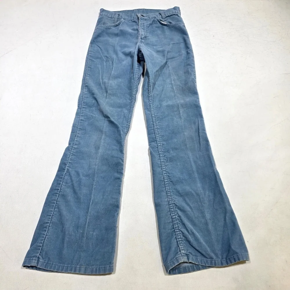 Levi's 517 Corduroy Pants Mens 28x32 Light Blue Vintage 70s White Tab Bootcut